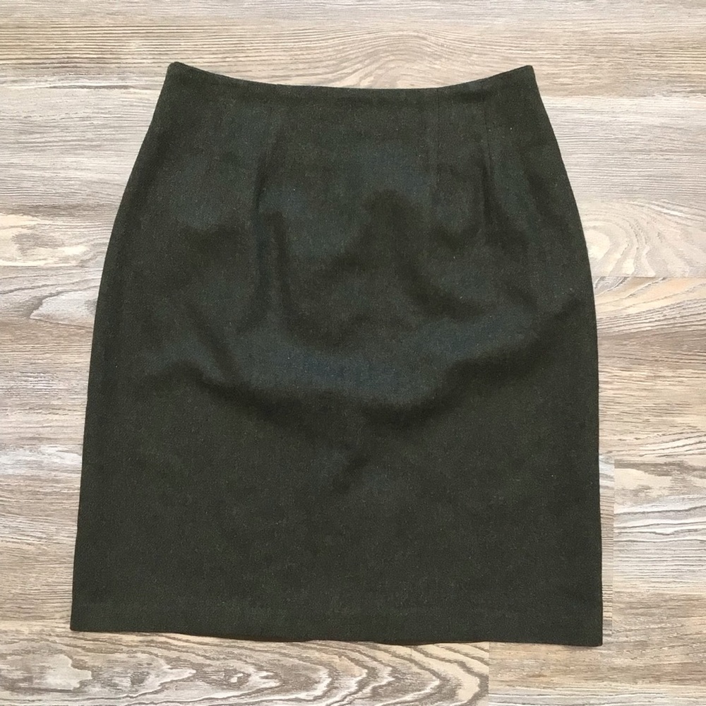 J.G. Hook Vintage Green Pure Wool Pencil Skirt 10